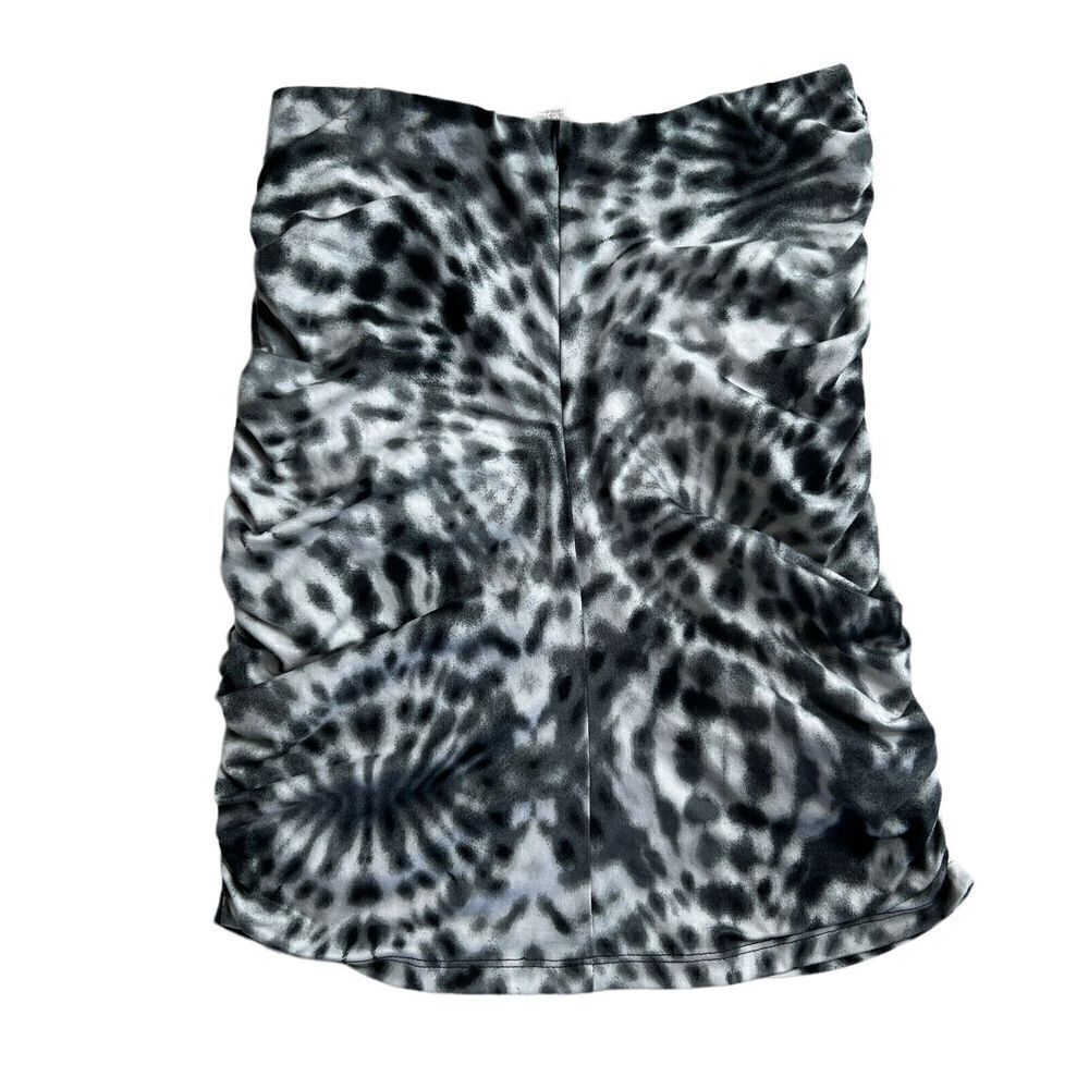 Good luck gem Mini Skirt Women's Medium Black Silver Tie Dye Ruched Stretch New